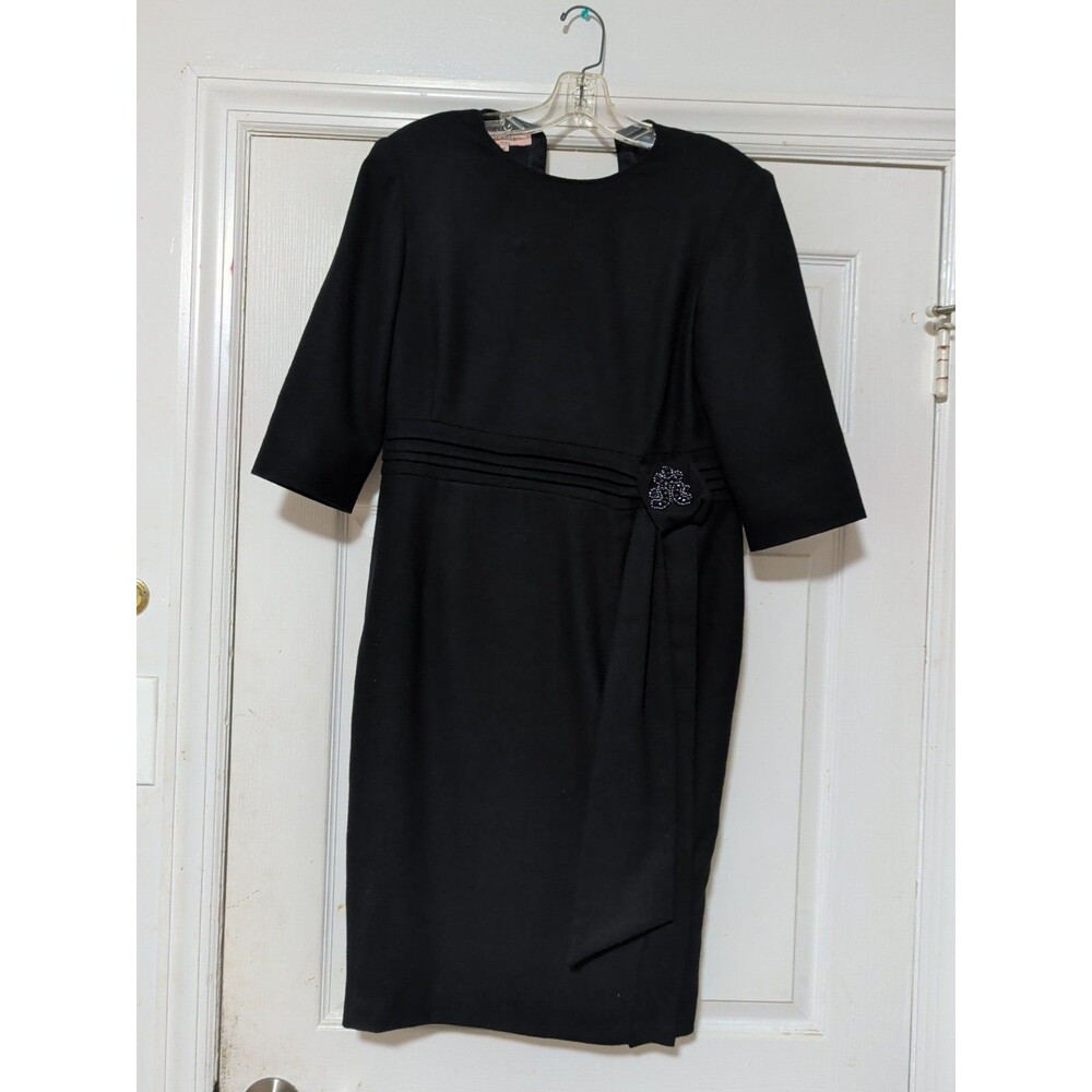 Ecaille Paris 100% Wool Women’s Black Dress Size 42, Elegant Work Office /Casual